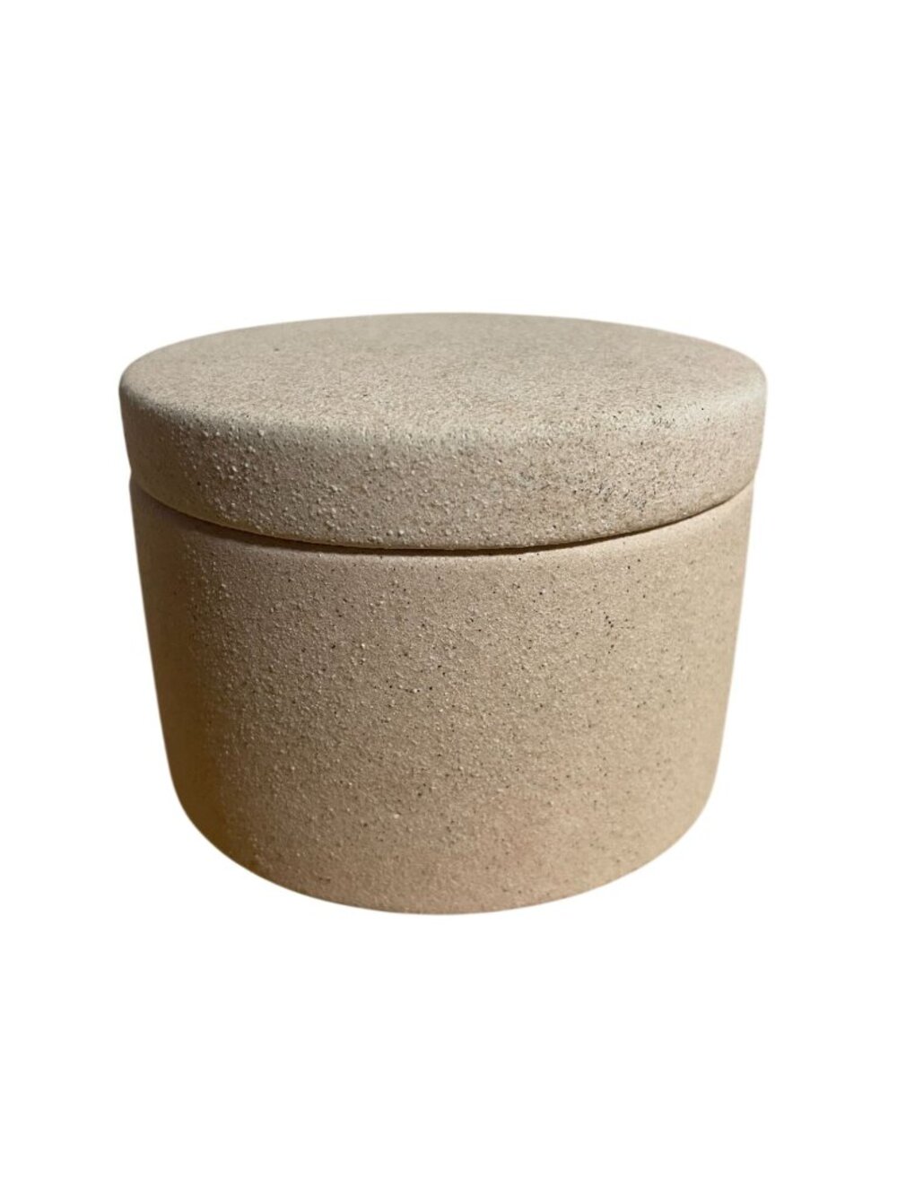 Anthropologie Beige Ceramic Textured Small Storage Jar & Lid Neutral Minimalist